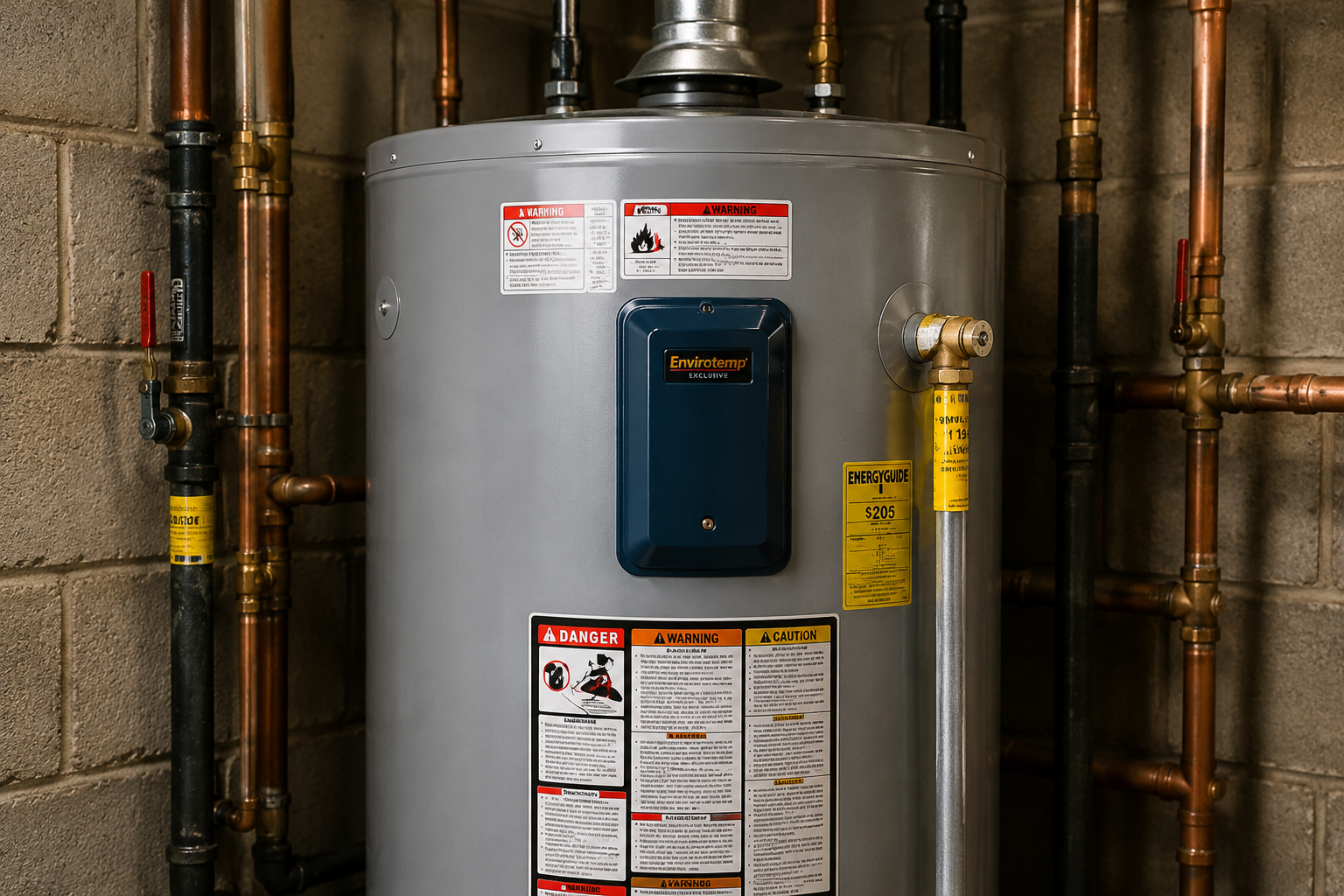 Generated image of a plumbing contractor servicing a water heater